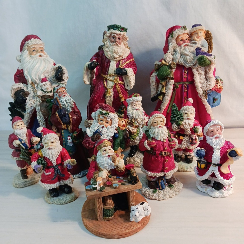 Lot Of 12 VTG Santa Claus Saint Nick Old World Christmas Holiday Resin Figurine